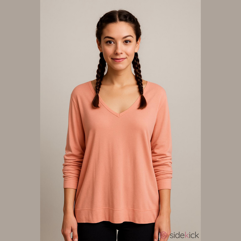 ❤️Chico's Blush V-Neck Long Sleeve Banded Tshirt